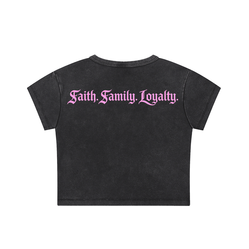 Womens Faith.Family.Loyalty Crop top
