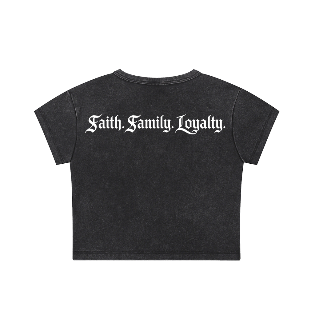 Womens Faith.Family.Loyalty Crop top